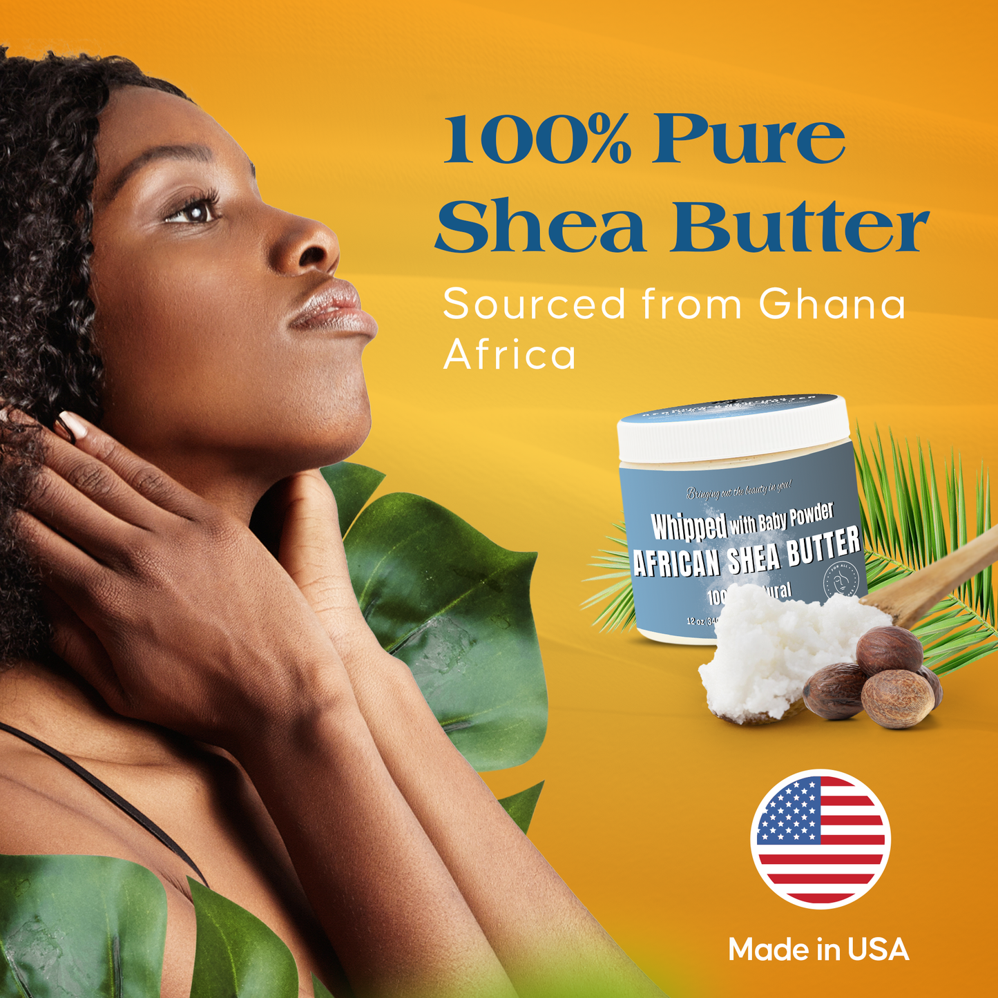 Whipped African Ivory Shea Butter, Baby Powder - 12oz