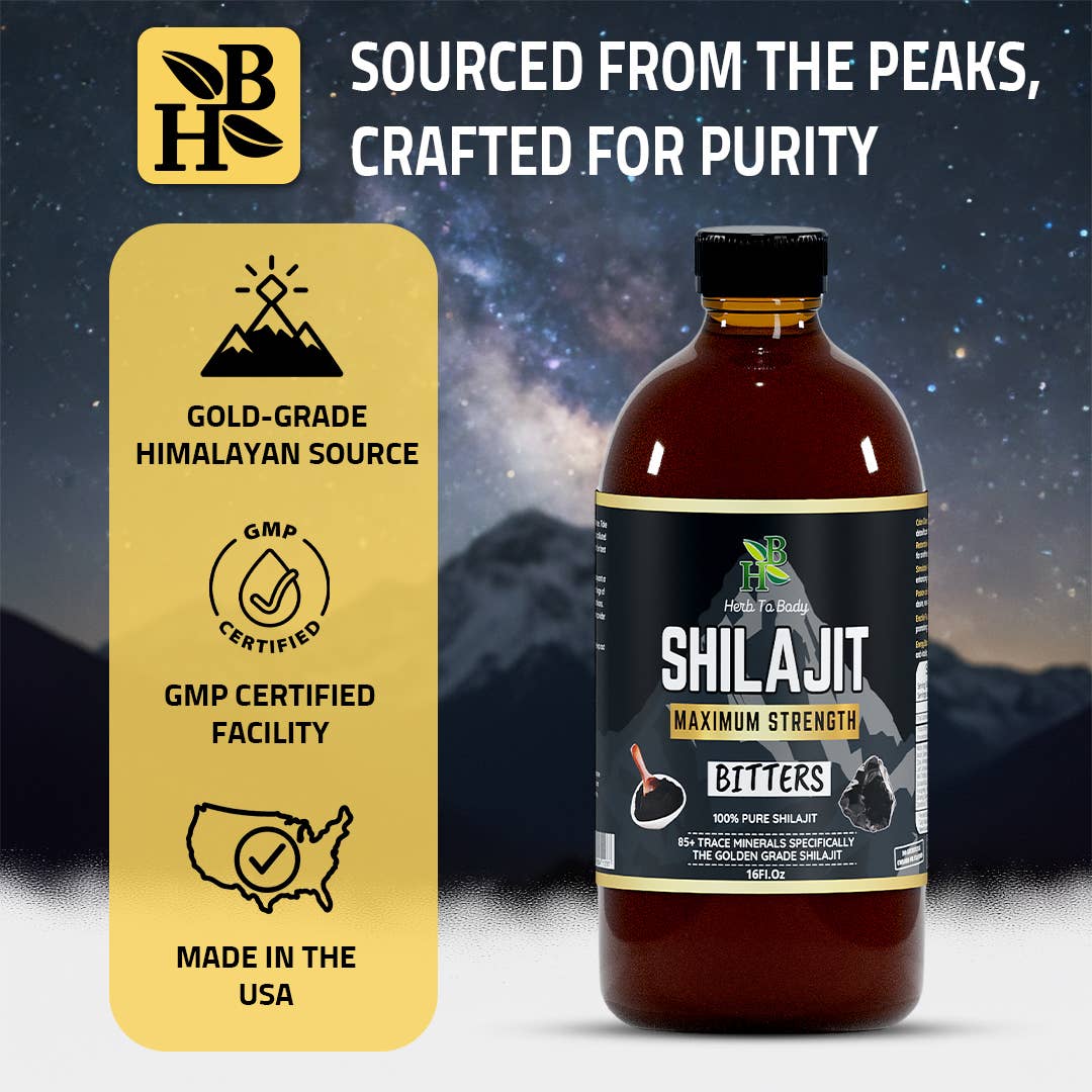 Shilajit Bitter 16oz | Himalayan Wildcrafted Herbal Tonic