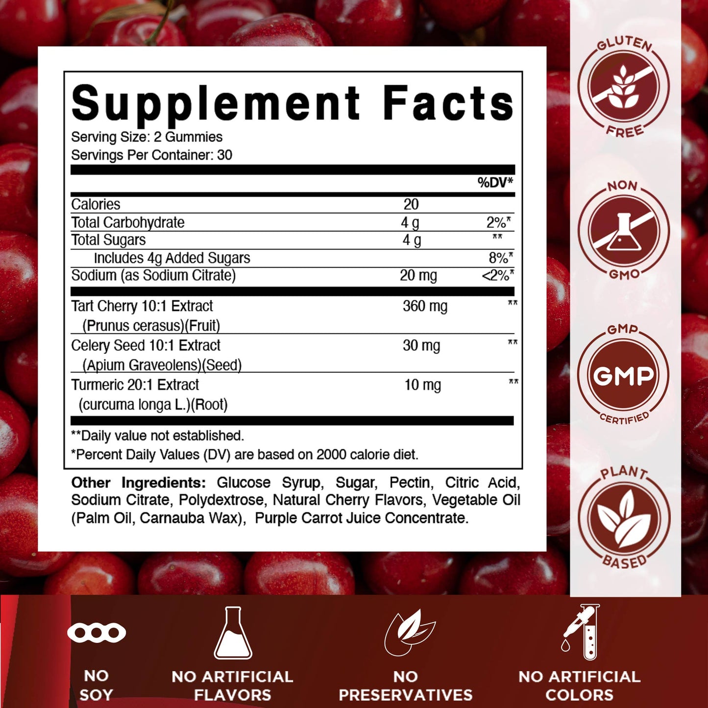 Tart Cherry with Celery Seed and Turmeric Uric Acid Cleanse Gummies