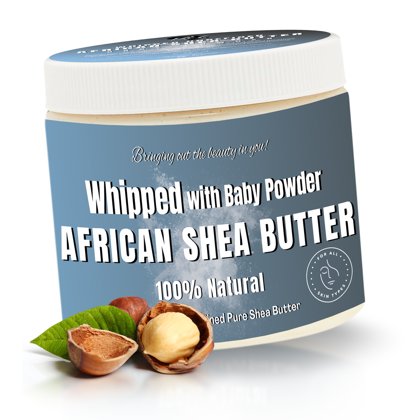 Whipped African Ivory Shea Butter, Baby Powder - 12oz