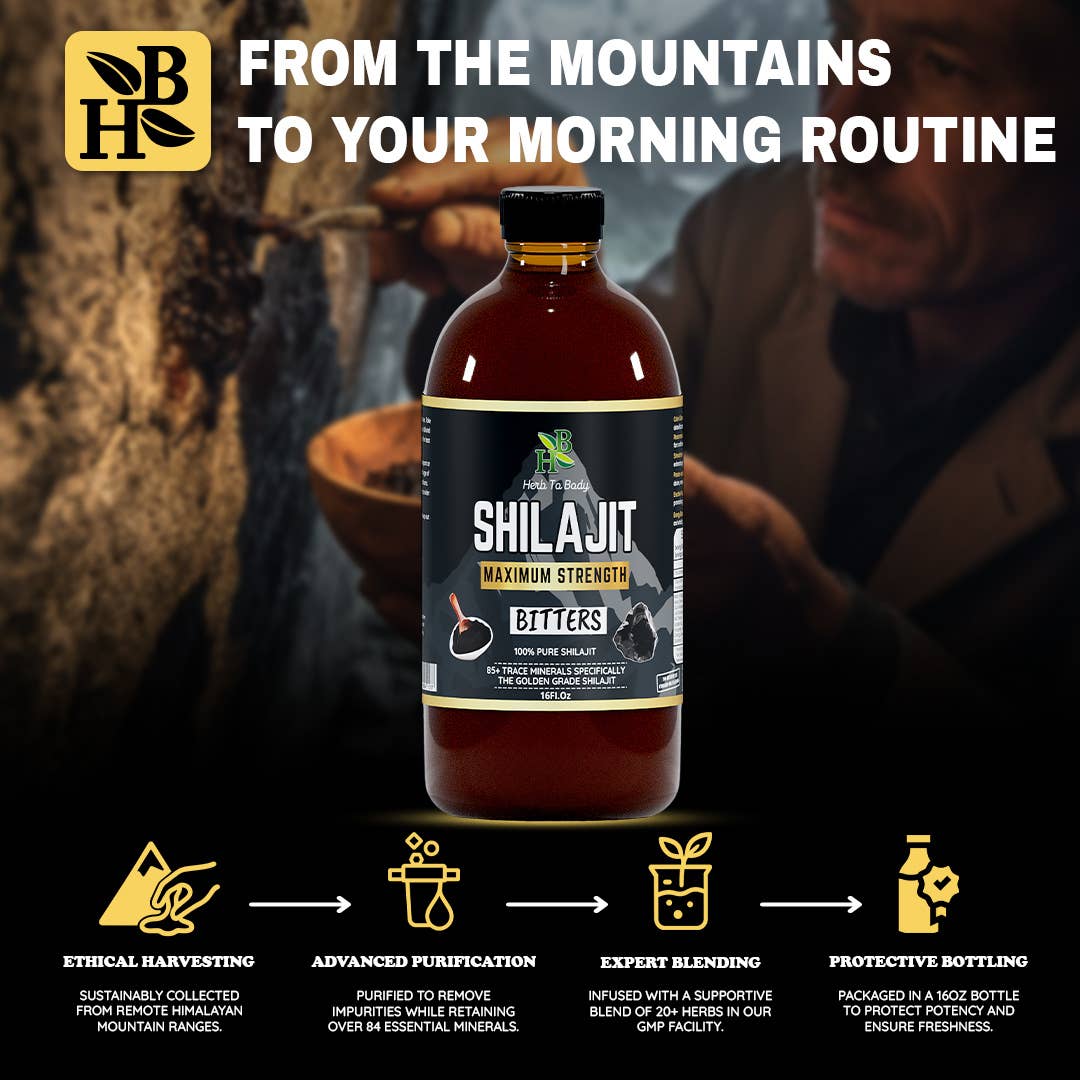 Shilajit Bitter 16oz | Himalayan Wildcrafted Herbal Tonic
