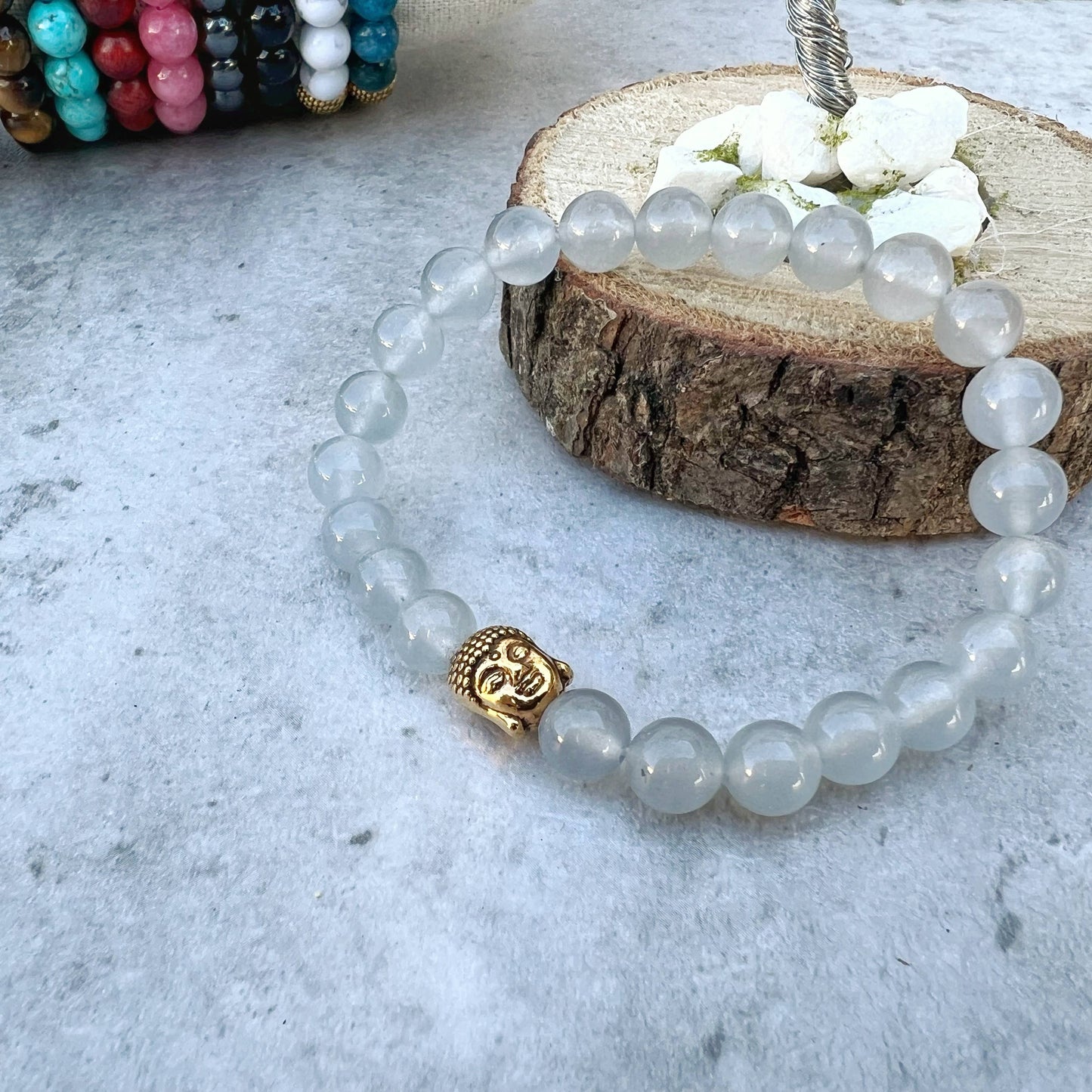 Gemstone Buddha Bracelet - 12 Pcs