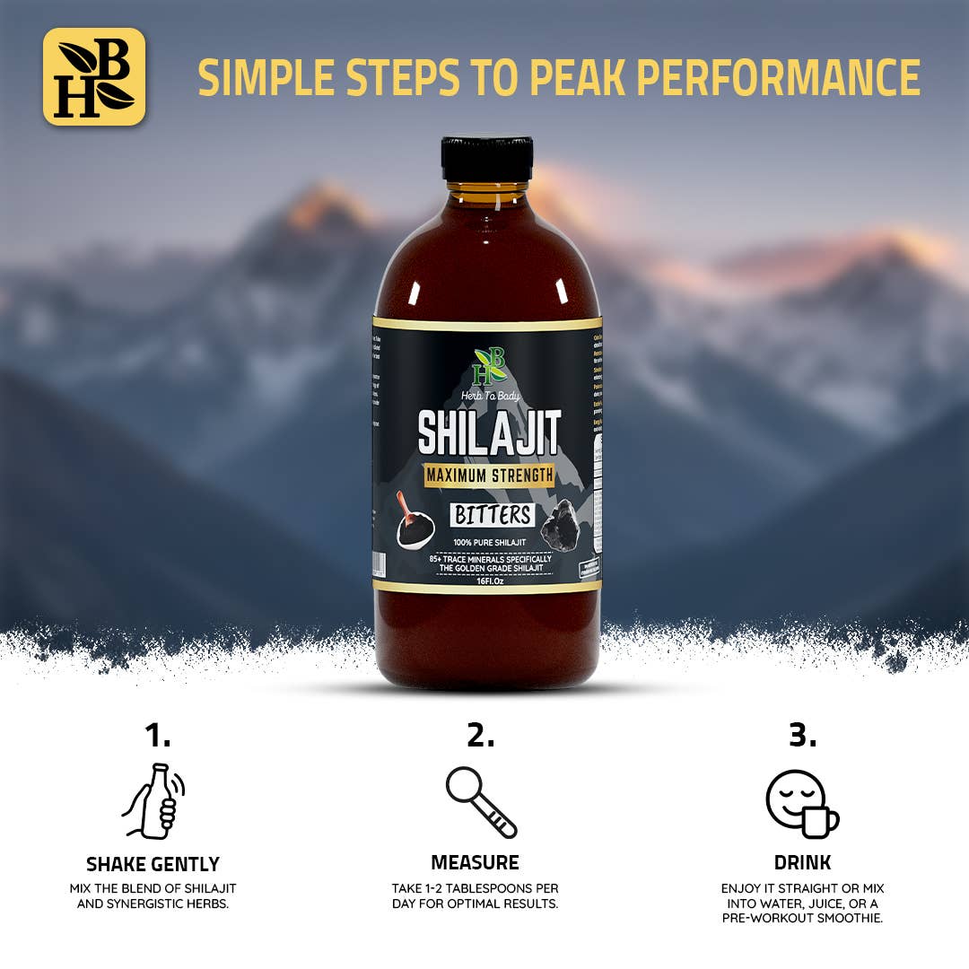Shilajit Bitter 16oz | Himalayan Wildcrafted Herbal Tonic