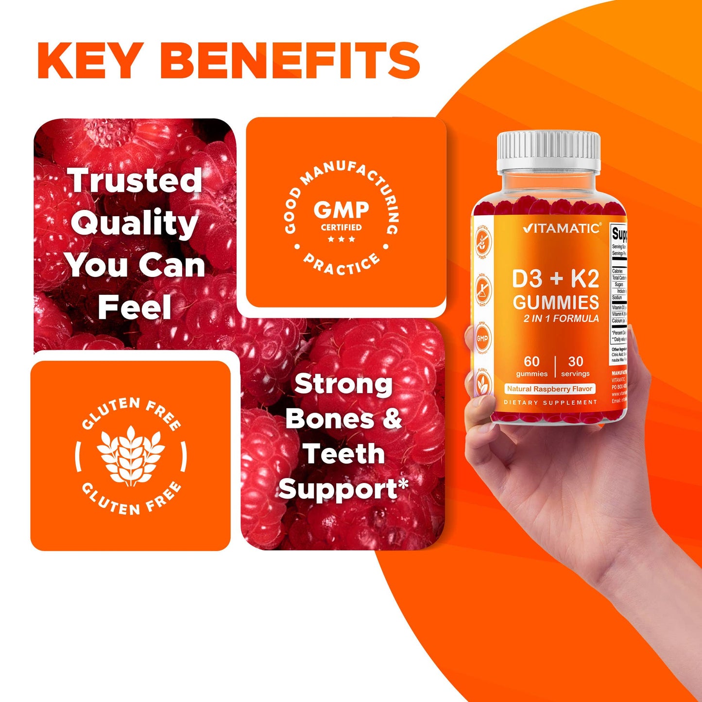 Vitamin D3 + K2  Bone & Heart Support Gummies