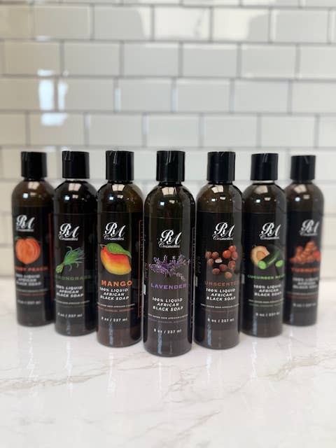 100% Liquid African Black Soap, Turmeric - 8oz