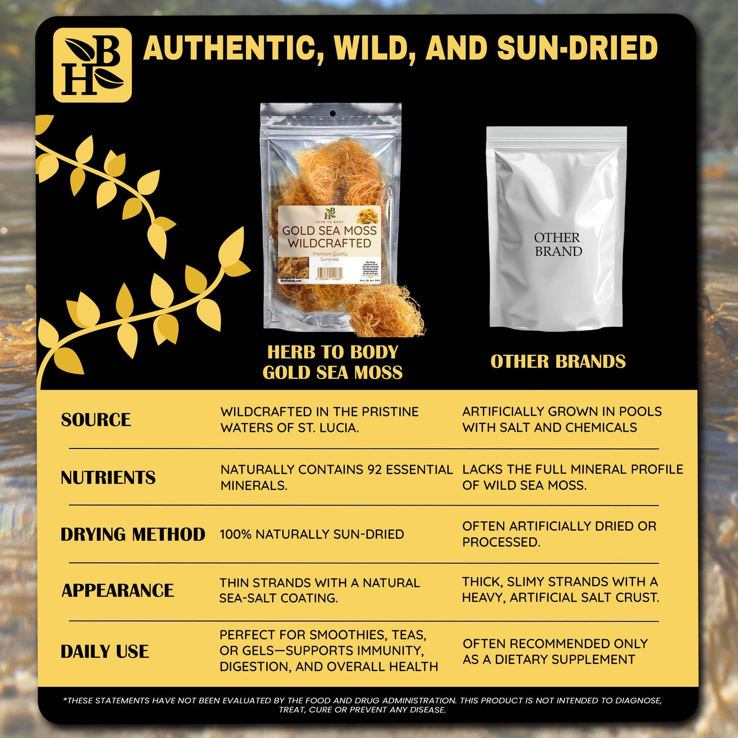 Gold Sea Moss (Dry) -  Wildcrafted From Caribbean 4oz