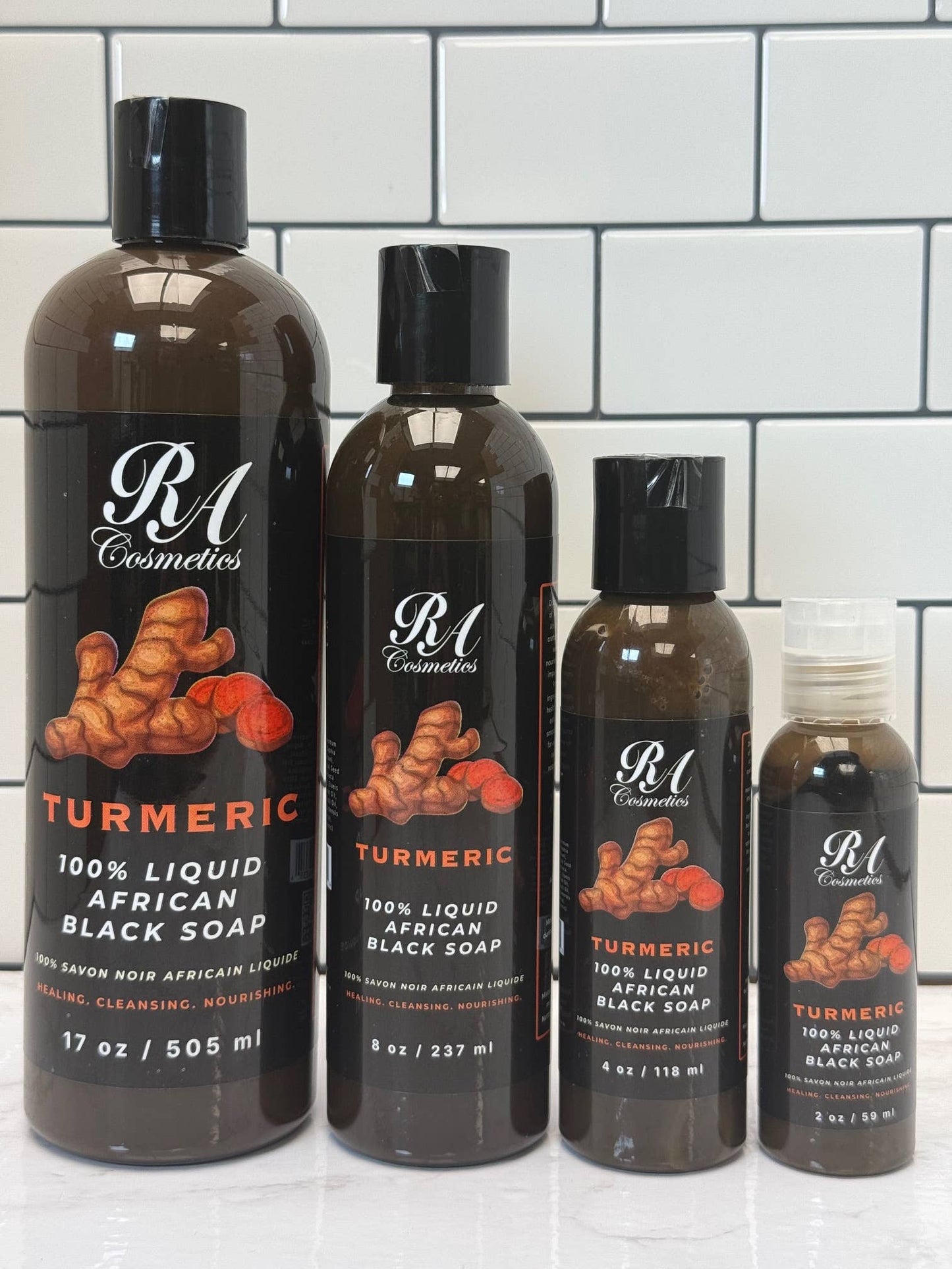 100% Liquid African Black Soap, Turmeric - 8oz