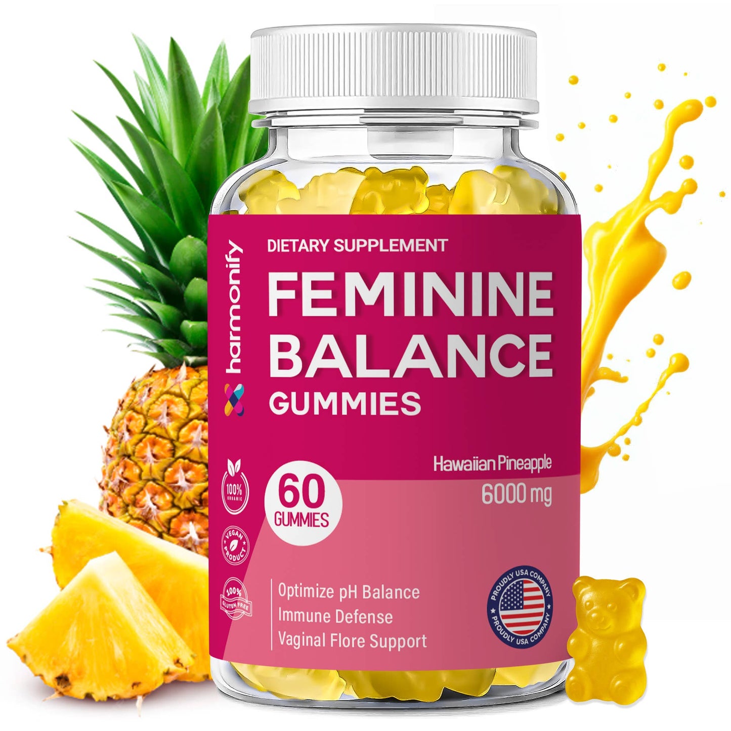 HARMONIFY Pineapple Feminine Gummies – Probiotics for Women