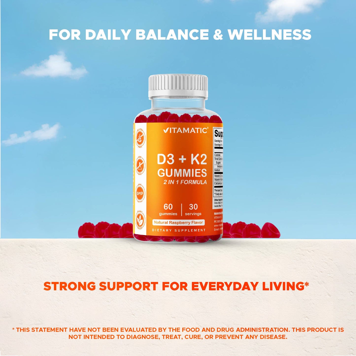 Vitamin D3 + K2  Bone & Heart Support Gummies