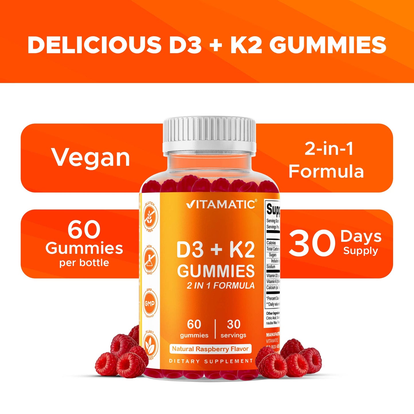 Vitamin D3 + K2  Bone & Heart Support Gummies
