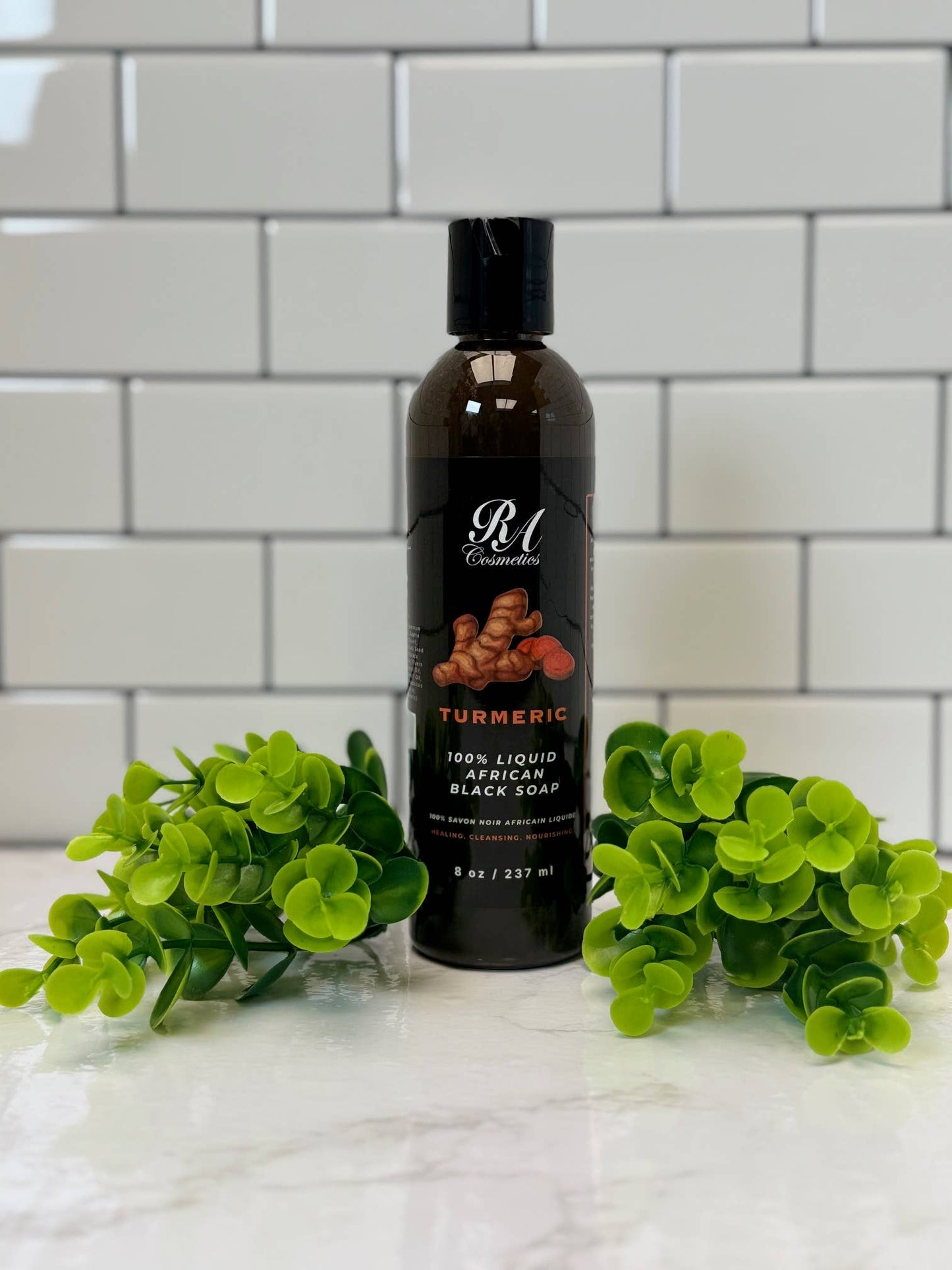 100% Liquid African Black Soap, Turmeric - 8oz