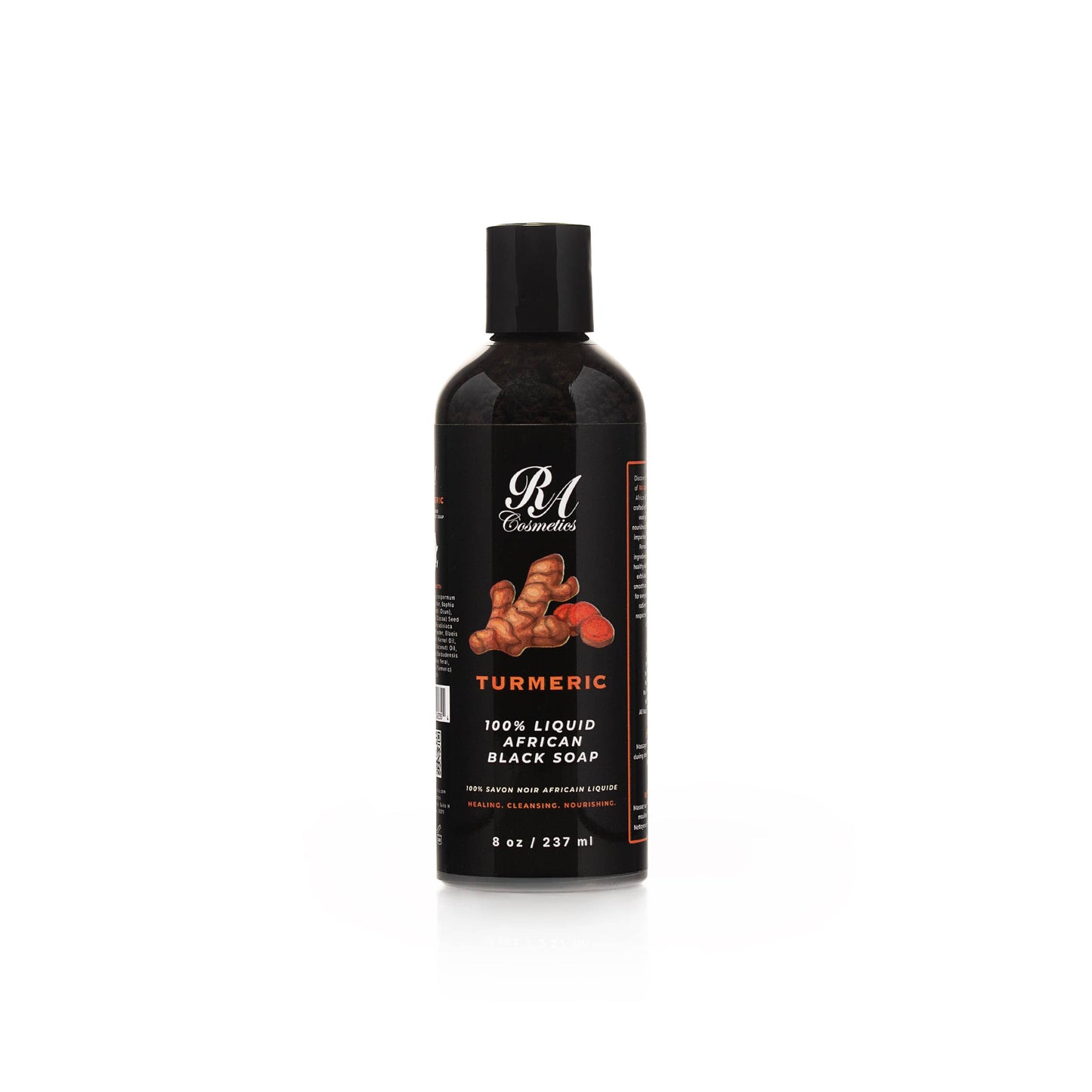 100% Liquid African Black Soap, Turmeric - 8oz